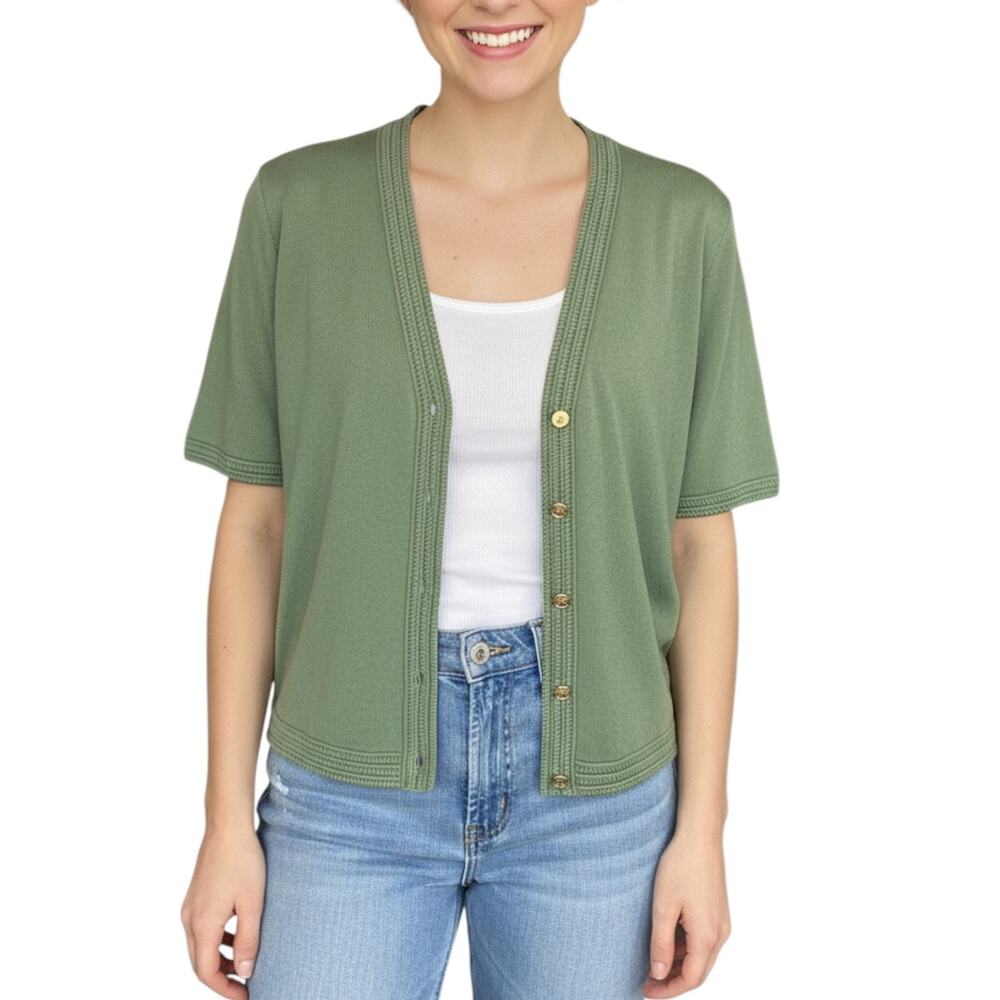NWT Joie Cardigan Sweater Women Large Green Button Front Career Preppy Retro - Picture 1 of 11